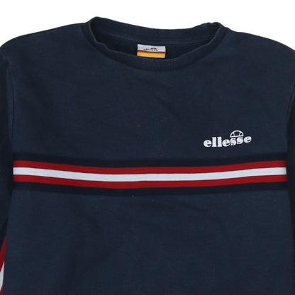 Ellesse Womens Navy Blue Sweatshirt UK 10 Cotton Blend Crew Neck