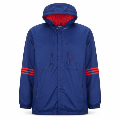 Front view of adidas Men's Blue XL Windbreaker Hooded Sports Jacket