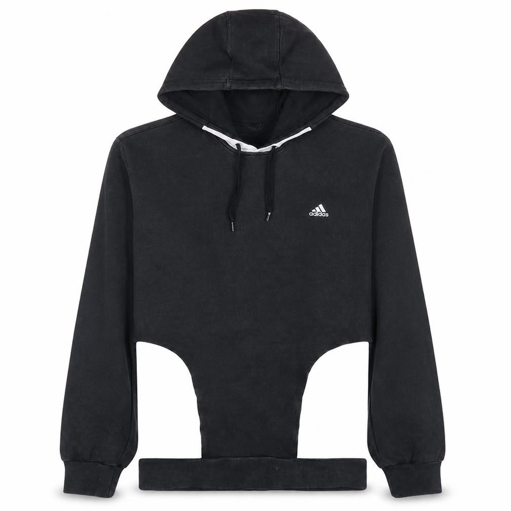 Front view of Adidas Men's Black XL Pullover Hoodie Fleece Sportswear