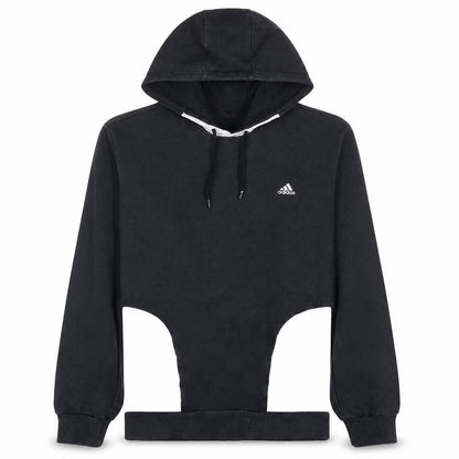 Front view of Adidas Men's Black XL Pullover Hoodie Fleece Sportswear
