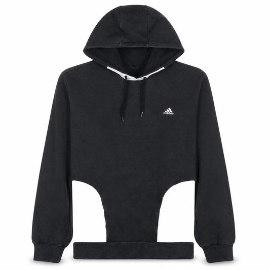 Front view of Adidas Men's Black XL Pullover Hoodie Fleece Sportswear