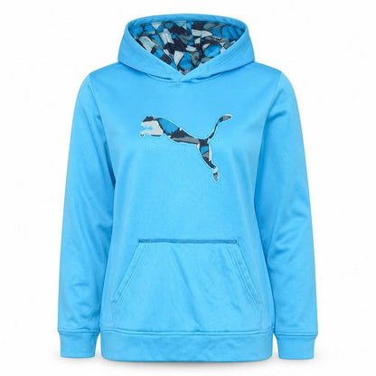 Front view of Puma Teens Blue Pullover Hoodie Sweatshirt L 14-16 Logo Print