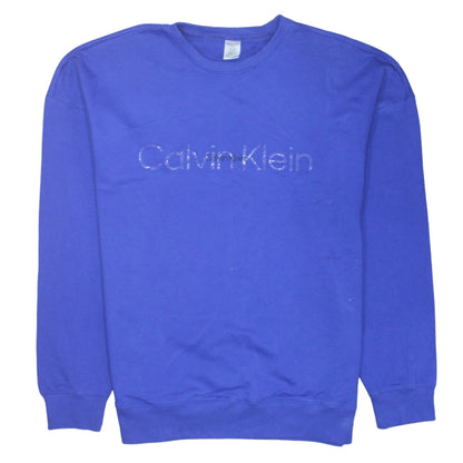 Calvin Klein Men's Blue Logo Crew Neck Pullover Sweatshirt Size S