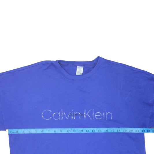 Calvin Klein Men's Blue Logo Crew Neck Pullover Sweatshirt Size S
