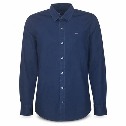 Hilfiger Denim Men's Blue Long Sleeve Button-Up Cotton Shirt L