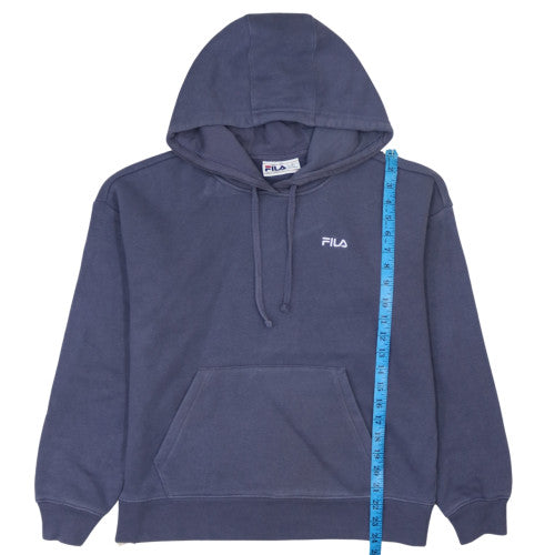 FILA Womens Blue Pullover Hoodie Medium Cotton Blend Drawstring Casual
