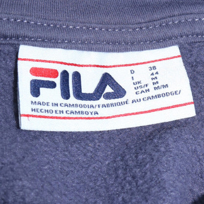 FILA Womens Blue Pullover Hoodie Medium Cotton Blend Drawstring Casual