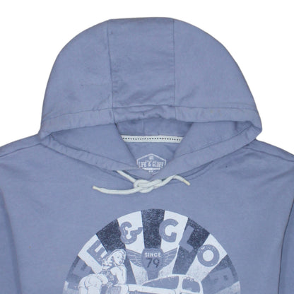 Life & Glory Women’s Blue Pullover Hoodie Size 2XL Hot Rod Graphic Print