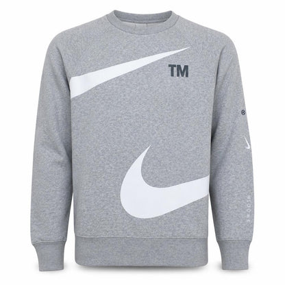 Nike Men's Grey Swoosh Logo Crew Neck Sweatshirt Size S