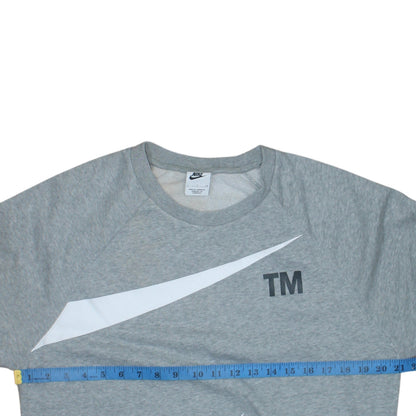 Nike Men's Grey Swoosh Logo Crew Neck Sweatshirt Size S