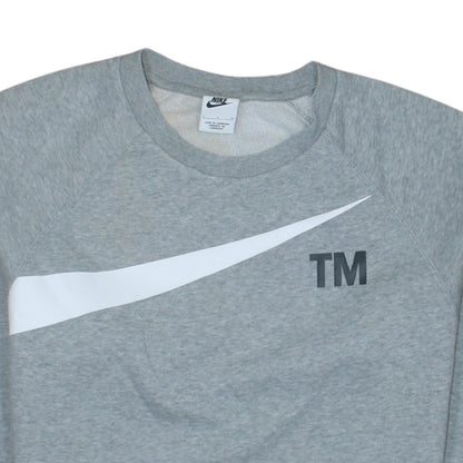 Nike Men's Grey Swoosh Logo Crew Neck Sweatshirt Size S