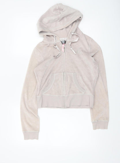 Lipsy Women’s Beige Sequin Heart Full Zip Hoodie Size 10