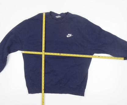Nike Men's Blue Crew Neck Pullover Sweatshirt M Fleece Logo