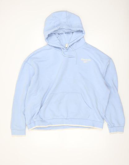 Reebok Women Light Blue Pullover Hoodie Size L Cotton Blend