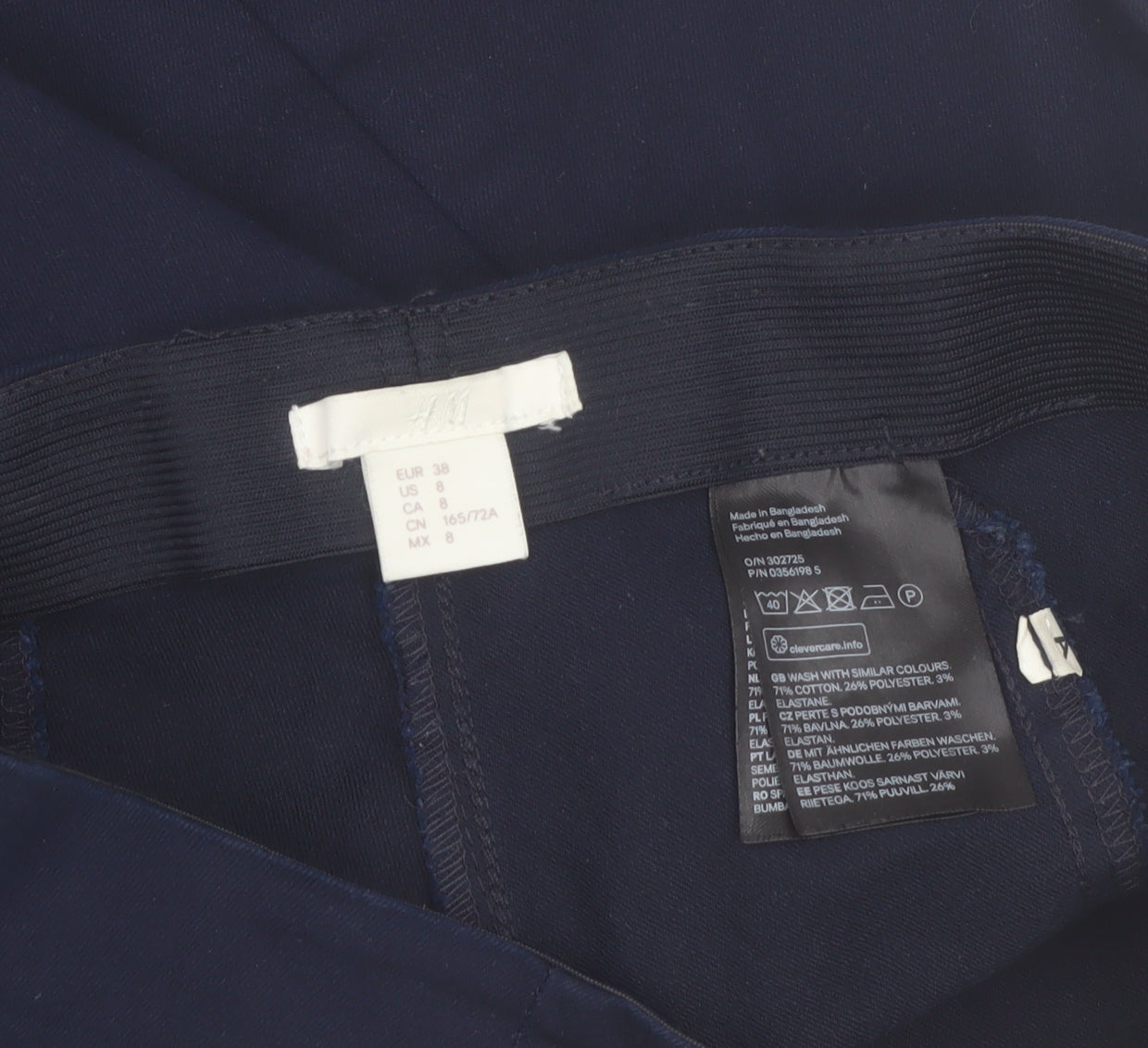 H&M Women's Blue Slim Jegging Trousers Size 10 Stretch Cotton Blend
