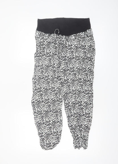 H&M MAMA Women's Black Floral Maternity Tapered Trousers Size 8