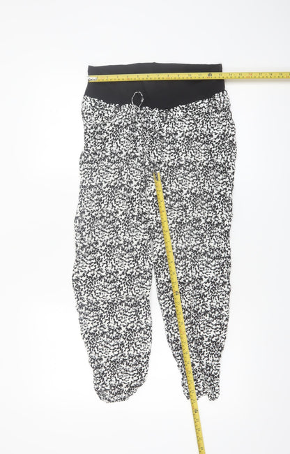 H&M MAMA Women's Black Floral Maternity Tapered Trousers Size 8
