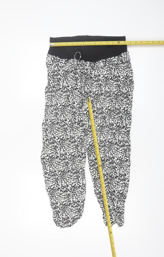 H&M MAMA Women's Black Floral Maternity Tapered Trousers Size 8