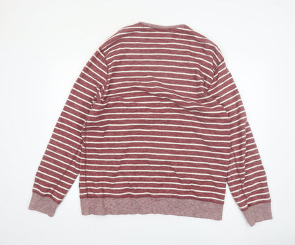 Marks and Spencer Men's Red Striped XL Crew Neck Pullover Sweatshirt