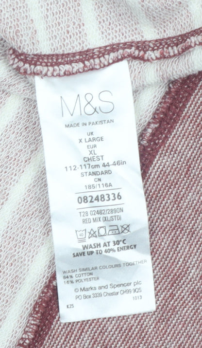 Marks and Spencer Men's Red Striped XL Crew Neck Pullover Sweatshirt