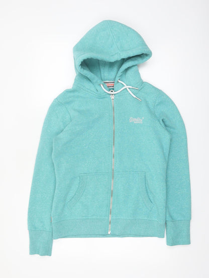 Superdry Women’s Blue Full Zip Hoodie UK 14 Cotton Blend