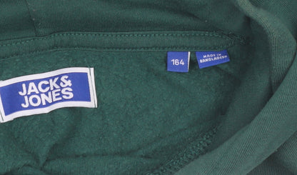 Jack & Jones Boys Green Pullover Hoodie Size 164 Cotton Blend