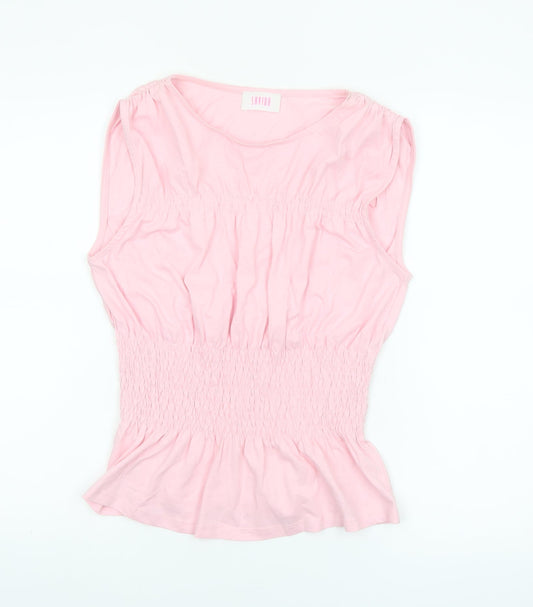 Savida Women's Pink Sleeveless Tunic Blouse Size S 100% Cotton