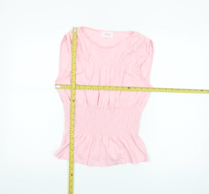 Savida Women's Pink Sleeveless Tunic Blouse Size S 100% Cotton