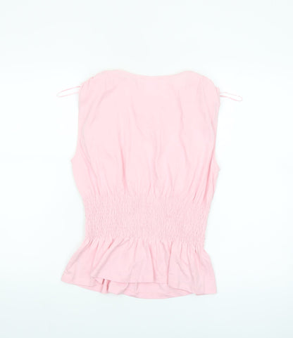 Savida Women's Pink Sleeveless Tunic Blouse Size S 100% Cotton