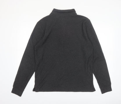 Topman Men's Grey Long Sleeve 1/4 Zip Polo Shirt Size L
