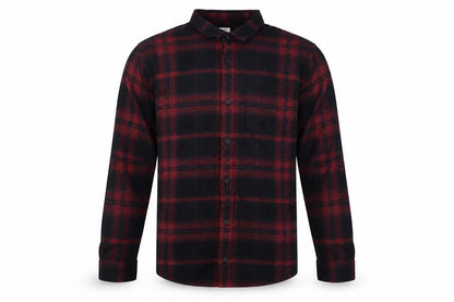 River Island Men's Red Plaid Flannel Long Sleeve Button-Up Shirt M