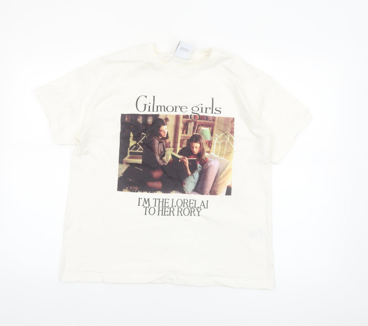Bershka Women Ivory Gilmore Girls T-Shirt Size M Short Sleeve Cotton