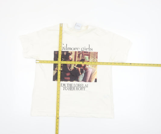 Bershka Women Ivory Gilmore Girls T-Shirt Size M Short Sleeve Cotton