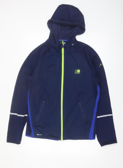 Karrimor Men Blue L Full Zip Hooded Sports Hoodie Reflective Outdoor