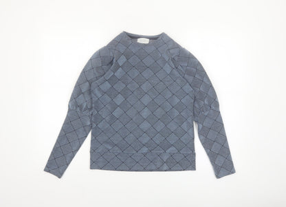 Savida Women's Blue Geometric Puff Sleeve Blouse XS