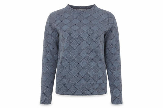 Savida Women's Blue Geometric Puff Sleeve Blouse XS