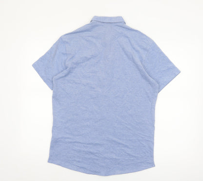 Jack & Jones Men's Blue Short Sleeve Regular Fit Button-Up Shirt Size S