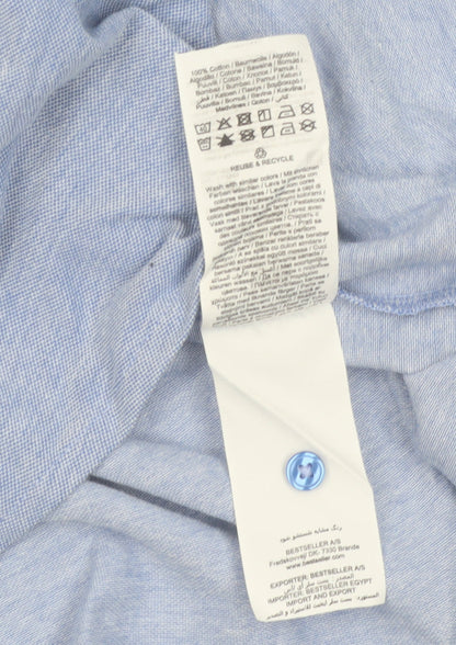 Jack & Jones Men's Blue Short Sleeve Regular Fit Button-Up Shirt Size S