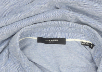 Jack & Jones Men's Blue Short Sleeve Regular Fit Button-Up Shirt Size S
