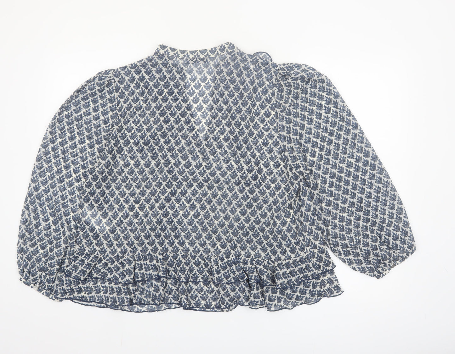 Mint Velvet Women's Blue Floral Ruffle Blouse Size 16