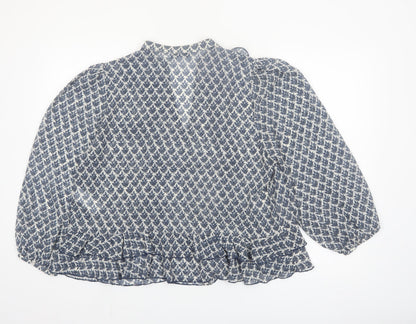 Mint Velvet Women's Blue Floral Ruffle Blouse Size 16