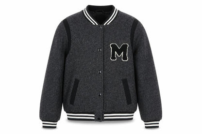 New Look Boys Grey Varsity Jacket 14-15 Years Wool Blend Lined