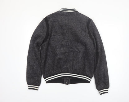 New Look Boys Grey Varsity Jacket 14-15 Years Wool Blend Lined
