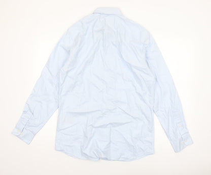 SELECTED HOMME Men's Blue Slim Fit Long Sleeve Cotton Shirt Size 16.5