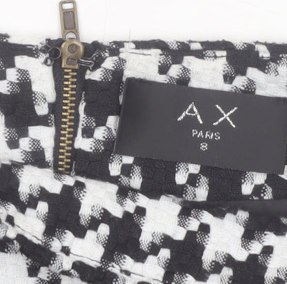 AX Paris Women's Black Mini Tweed Zip Skirt Size 8