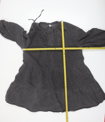 &Denim Women Black Size 12 Bohemian Smocked Cotton Dress