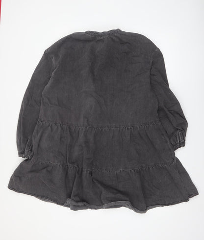 &Denim Women Black Size 12 Bohemian Smocked Cotton Dress
