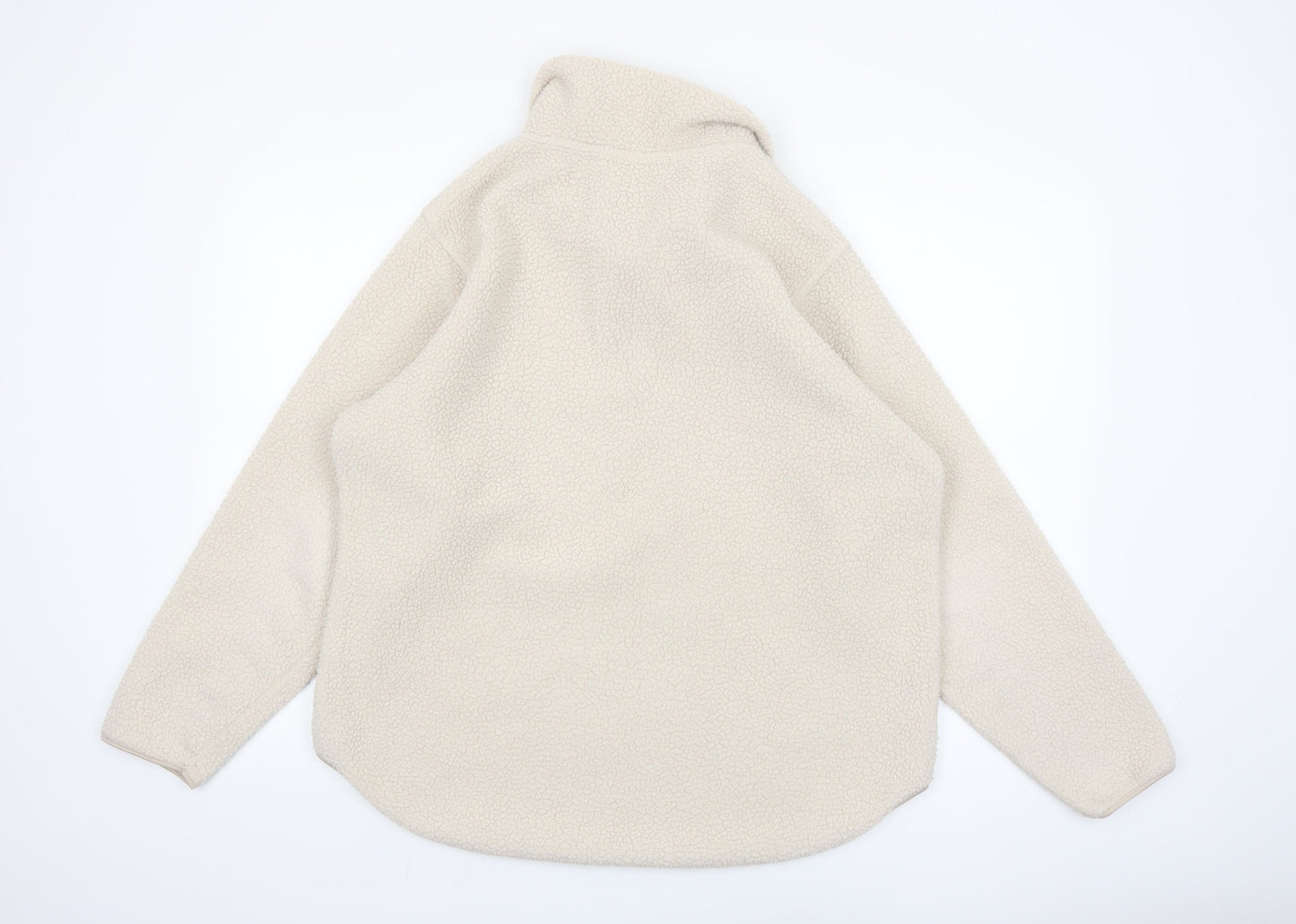 4th Arq Women Beige Fleece Pullover Sweatshirt L 1/4 Zip Warm Winter