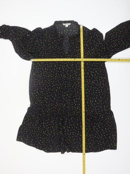 Whistles Women's Black Floral Long Sleeve Shift Dress Size 12