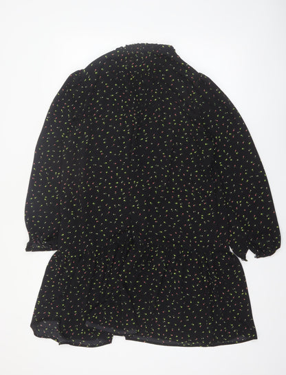 Whistles Women's Black Floral Long Sleeve Shift Dress Size 12
